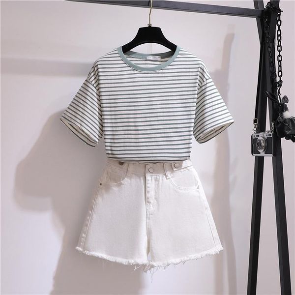 two piece dress korean style striped and shorts set women 2 clothes casual high waist cute student summer outfits, White
two piece dress korean style striped and shorts set women 2 clothes casual high waist cute student summer outfits, White