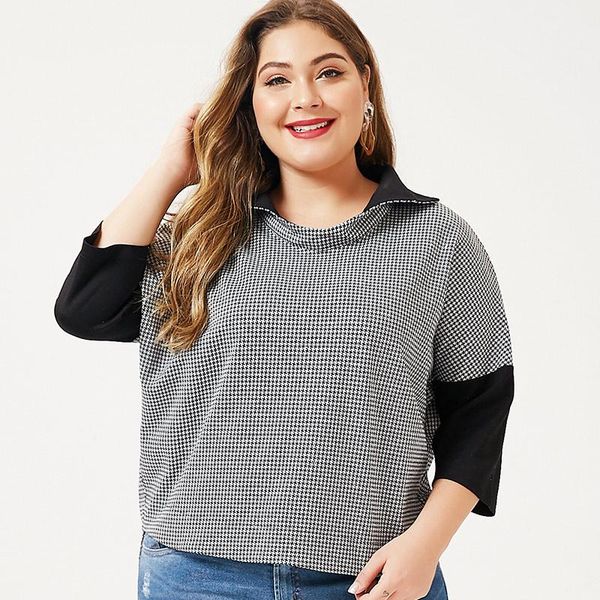 plus size t-shirt 2021 autumn mom clothes long sleeve lapel houndstooth fashion ladies vintage elegant womens, Black
plus size t-shirt 2021 autumn mom clothes long sleeve lapel houndstooth fashion ladies vintage elegant womens, Black