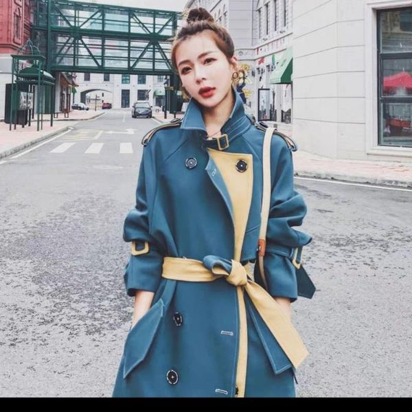 women trench coat fashion spring fall casual cotton with over size long coats double breasted color matching windbreaker 561 women's, Tan;black
women trench coat fashion spring fall casual cotton with over size long coats double breasted color matching windbreaker 561 women's, Tan;black