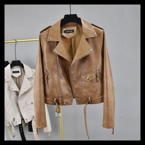 women's leather & faux womens jacket 2021 autumn rivet suit collar waist belt fashion snakeskin pattern motorcycle black short coat pu
women's leather & faux womens jacket 2021 autumn rivet suit collar waist belt fashion snakeskin pattern motorcycle black short coat pu