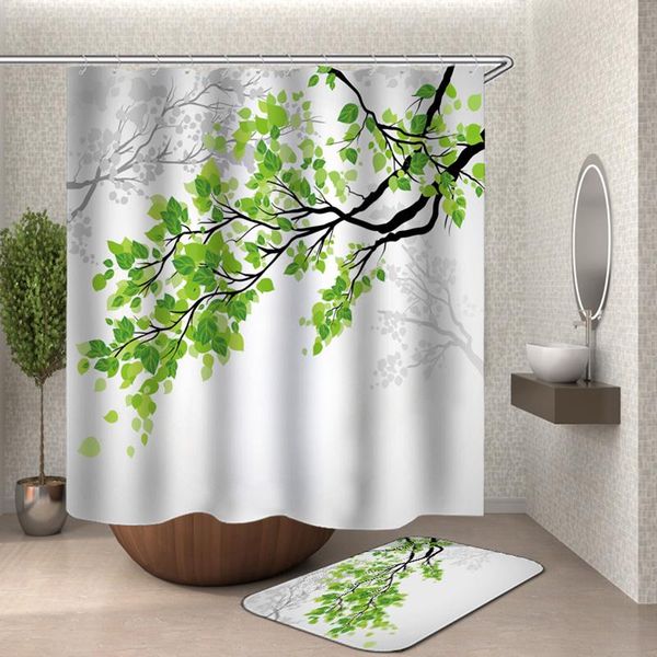green branch shower curtain waterproof washable bathroom drop curtains 
green branch shower curtain waterproof washable bathroom drop curtains