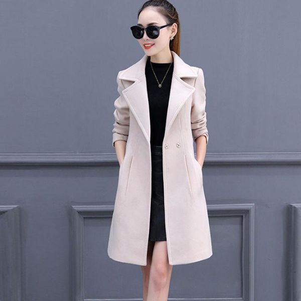 women's wool & blends 2021 women blend warm long coat plus size female belt slim fit lapel woolen overcoat autumn winter cashmere outer, Black
women's wool & blends 2021 women blend warm long coat plus size female belt slim fit lapel woolen overcoat autumn winter cashmere outer, Black