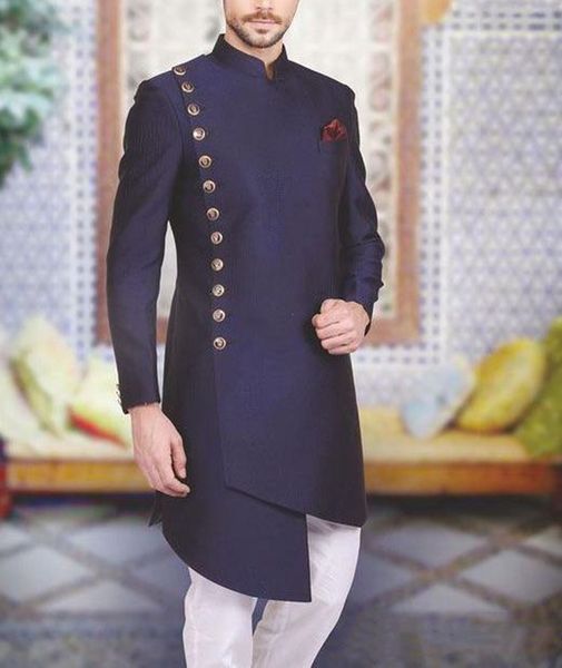 handsome navy blue mens suits wedding tuxedos with white pants two pieces slim fit long jacket arabic groom formal wear stand collar blazer, Black;gray
handsome navy blue mens suits wedding tuxedos with white pants two pieces slim fit long jacket arabic groom formal wear stand collar blazer, Black;gray