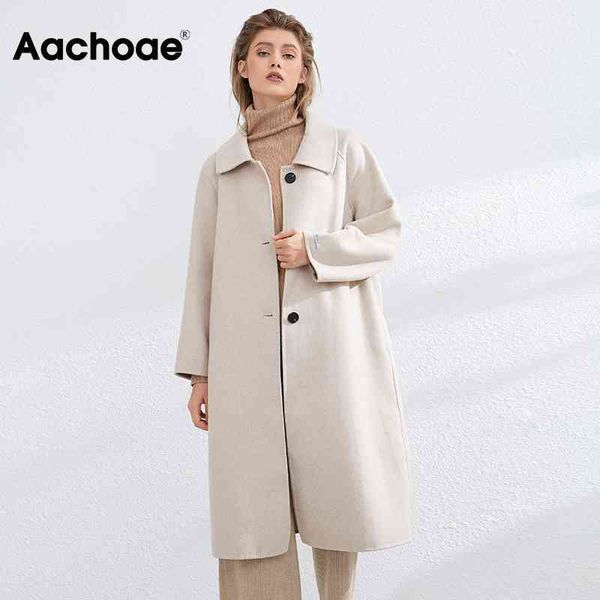 aachoae winter casual single breasted 100% wool coat women solid color turn down collar long jacket outerwear ladies overcoat 210413, Black
aachoae winter casual single breasted 100% wool coat women solid color turn down collar long jacket outerwear ladies overcoat 210413, Black