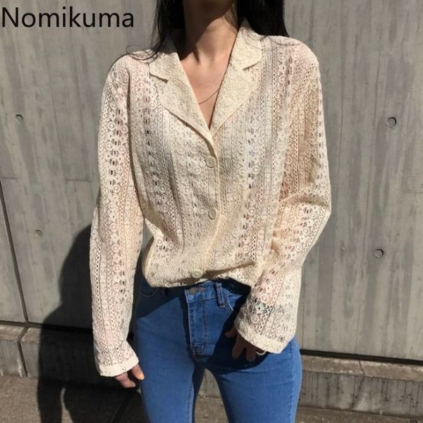 nomikuma lace blouse women single breasted long sleeve shirts solid color hollow out elegant vintage fashion 3a115 210514, White
nomikuma lace blouse women single breasted long sleeve shirts solid color hollow out elegant vintage fashion 3a115 210514, White