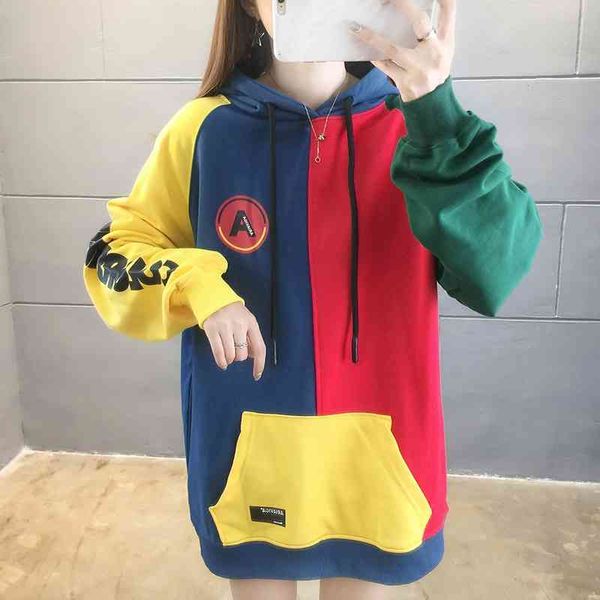 hooded sweater women's autumn 2020 new loose korean color blocking thin lazy letter printing coat top, Black
hooded sweater women's autumn 2020 new loose korean color blocking thin lazy letter printing coat top, Black