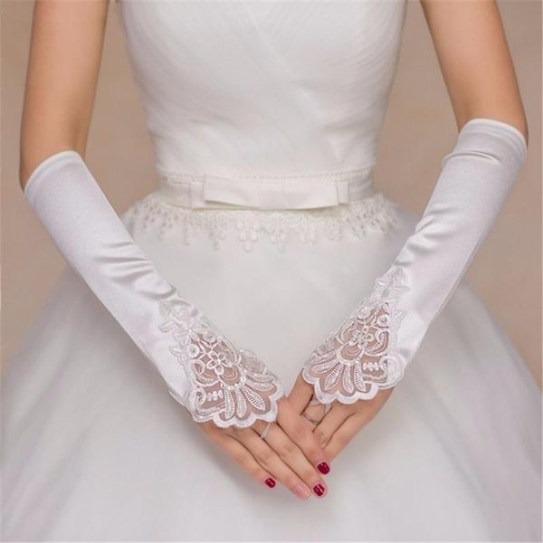bridal gloves jieruize simple long stain lace applique fingerless wedding glove, White
bridal gloves jieruize simple long stain lace applique fingerless wedding glove, White