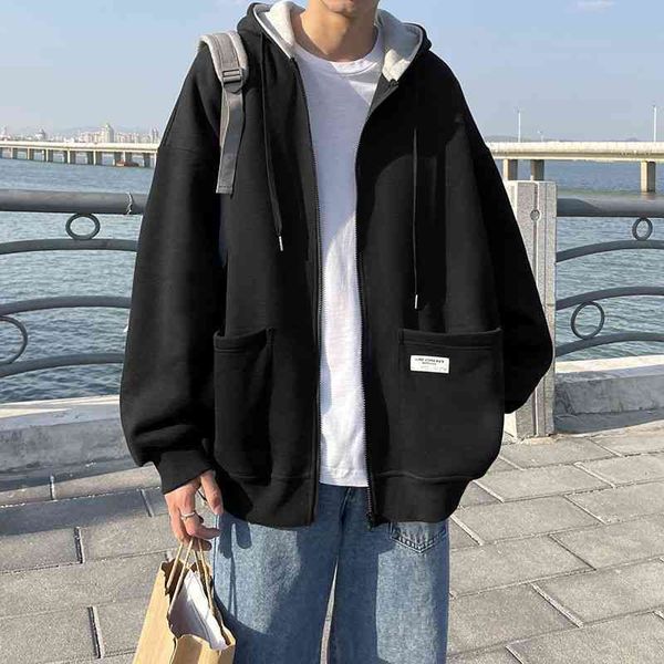 men's t-shirts spring cotton cardigan hoodies fashion casual hooded sweatshirt men streetwear korean loose zipper hoodie mens hood, White;black
men's t-shirts spring cotton cardigan hoodies fashion casual hooded sweatshirt men streetwear korean loose zipper hoodie mens hood, White;black