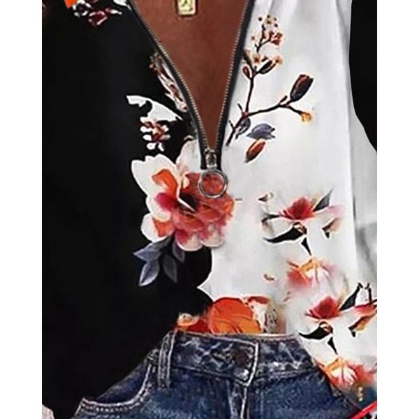 women's blouses & shirts 2021 european and american factory price summer flower printing color matching zipper v-neck short-sleeved t-s, White
women's blouses & shirts 2021 european and american factory price summer flower printing color matching zipper v-neck short-sleeved t-s, White