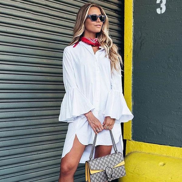 white shirt summer fashion flare sleeve elegant woman dress casual clothing vestidos mx190725, Black;gray
white shirt summer fashion flare sleeve elegant woman dress casual clothing vestidos mx190725, Black;gray
