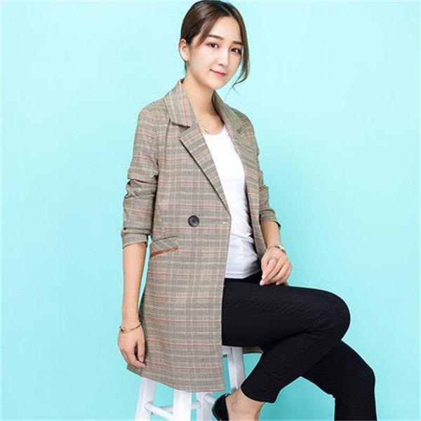 women's suits & blazers female outerwear wear work coat women long plaid jackets suit ladies sleeve blazer plus size casual, White;black
women's suits & blazers female outerwear wear work coat women long plaid jackets suit ladies sleeve blazer plus size casual, White;black