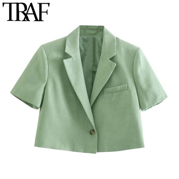 traf women fashion single button linen cropped blazer vintage shorts sleeve female outerwear chic veste femme 210415, Black;brown
traf women fashion single button linen cropped blazer vintage shorts sleeve female outerwear chic veste femme 210415, Black;brown