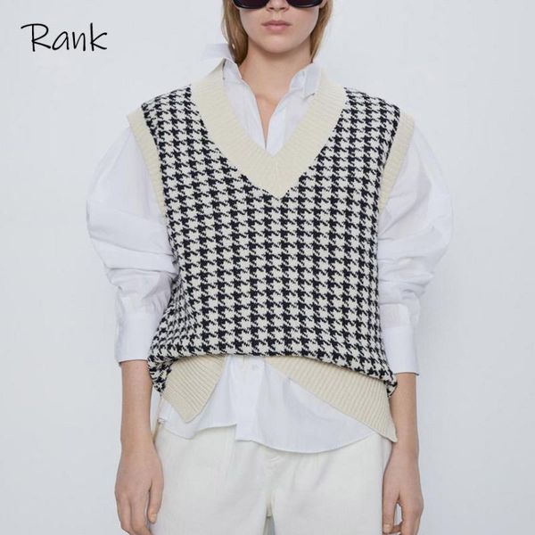 women's vests women 2021 fashion oversized knitted vest sweater v neck sleeveless houndstooth loose female waistcoat chic winter cloth, Black;white
women's vests women 2021 fashion oversized knitted vest sweater v neck sleeveless houndstooth loose female waistcoat chic winter cloth, Black;white