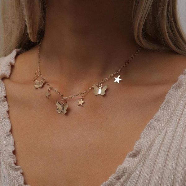 two layers necklace choker butterfly star bead pendant gold color silver color plated alloy chain women 2020 fashion jewelry, Golden;silver
two layers necklace choker butterfly star bead pendant gold color silver color plated alloy chain women 2020 fashion jewelry, Golden;silver