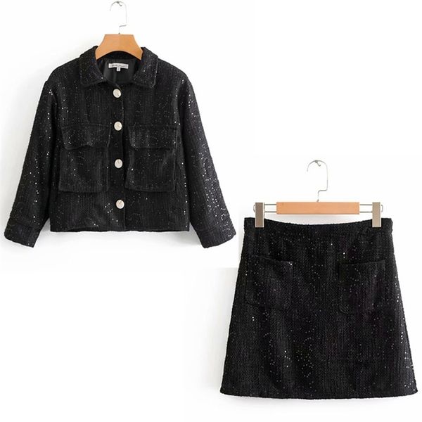 women autumn sweet suits 2-piece sets slim sequins jackets outerwear and mini skirts female street two-pieces set clothes 210513, White
women autumn sweet suits 2-piece sets slim sequins jackets outerwear and mini skirts female street two-pieces set clothes 210513, White