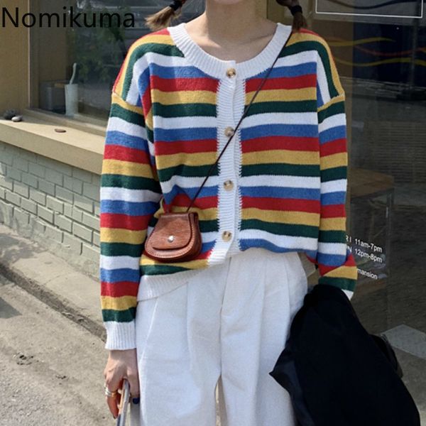 nomikuma rainbow striped cardigan women single breasted long sleeve casual fashion sweaters korean style knitted 3c098 210514, White;black
nomikuma rainbow striped cardigan women single breasted long sleeve casual fashion sweaters korean style knitted 3c098 210514, White;black