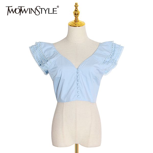 patchwork ruffle women's shirt v neck short sleeve hollow out blouse female spring fashion clothing 210524, White
patchwork ruffle women's shirt v neck short sleeve hollow out blouse female spring fashion clothing 210524, White