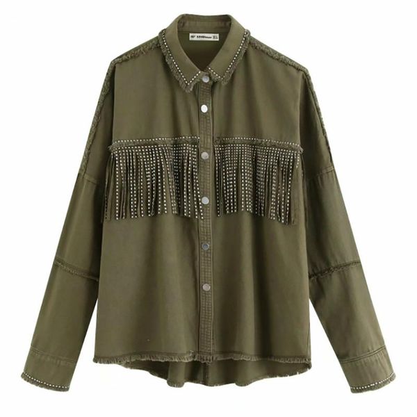 women's jackets autumn tassels denim jacket women loose army green button coat woman jeans irregular hem for female, Black;brown
women's jackets autumn tassels denim jacket women loose army green button coat woman jeans irregular hem for female, Black;brown