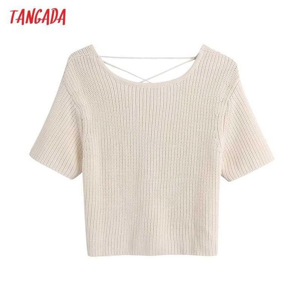 tangada women fashion back lace up knitted sweater jumper short sleeve female be598 210609, White;black
tangada women fashion back lace up knitted sweater jumper short sleeve female be598 210609, White;black