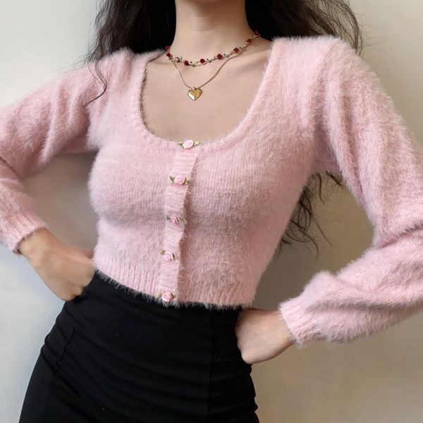 women's knits & tees sweet rose mohair short knitted cardigan women round collar long sleeve pink plush sweater knitwear autumn winter, White
women's knits & tees sweet rose mohair short knitted cardigan women round collar long sleeve pink plush sweater knitwear autumn winter, White