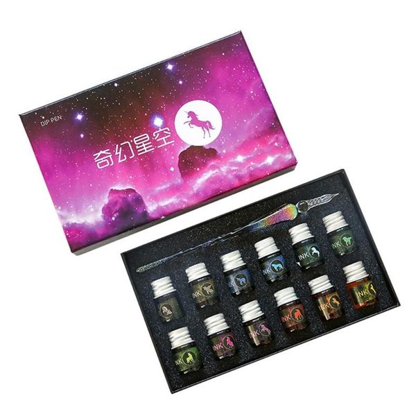 fountain pens glass dipped pen ink set crystal with 12 bottles color inks calligraphy gift for drawing signatures decor
fountain pens glass dipped pen ink set crystal with 12 bottles color inks calligraphy gift for drawing signatures decor