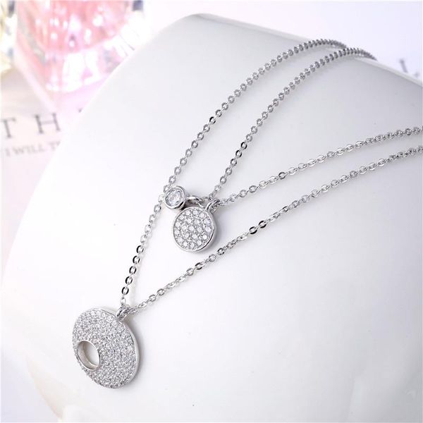 pendant necklaces white zircon full stone round necklace female charm crystal double layer for women silver color chain
pendant necklaces white zircon full stone round necklace female charm crystal double layer for women silver color chain