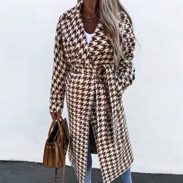 elegant lapel women vintage jackets outwear autumn winter long sleeve houndstooth overcoat casual loose belted coats streetwear 211019, Black
elegant lapel women vintage jackets outwear autumn winter long sleeve houndstooth overcoat casual loose belted coats streetwear 211019, Black