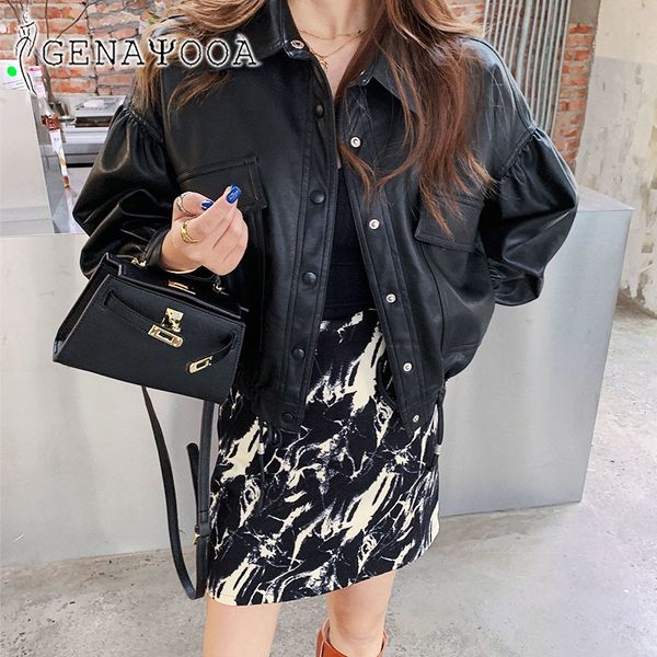 genayooa autumn winter women casual loose leather jackets coats streetwear long sleeve female korean style black 210417, Black;brown
genayooa autumn winter women casual loose leather jackets coats streetwear long sleeve female korean style black 210417, Black;brown
