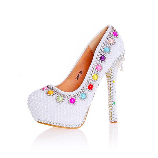 dress shoes womens wedding pearl colorful decor pumps round toe bride tassel high heels female rhinestone white party shoe, Black 
dress shoes womens wedding pearl colorful decor pumps round toe bride tassel high heels female rhinestone white party shoe, Black