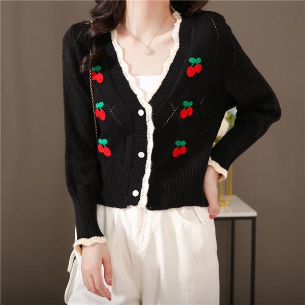 women's sweaters 2021autumn and winter korean style cute anti-aging cherry, White;black
women's sweaters 2021autumn and winter korean style cute anti-aging cherry, White;black