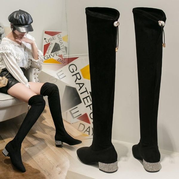 boots slip on over the knee women shoes woman black flock winter crystal square mid heels pearl lace up long
boots slip on over the knee women shoes woman black flock winter crystal square mid heels pearl lace up long