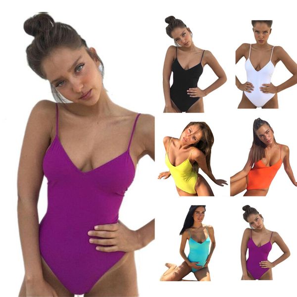 women's solid swimwear for women v-neck swimsuits beach clothing bikini one piece set us size, White;black
women's solid swimwear for women v-neck swimsuits beach clothing bikini one piece set us size, White;black