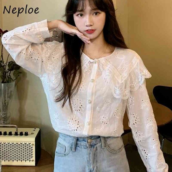 neploe elegant lace patchwork hollow out blouse women peter pan collar long sleeve single breast blusas spring shirt 210510, White
neploe elegant lace patchwork hollow out blouse women peter pan collar long sleeve single breast blusas spring shirt 210510, White