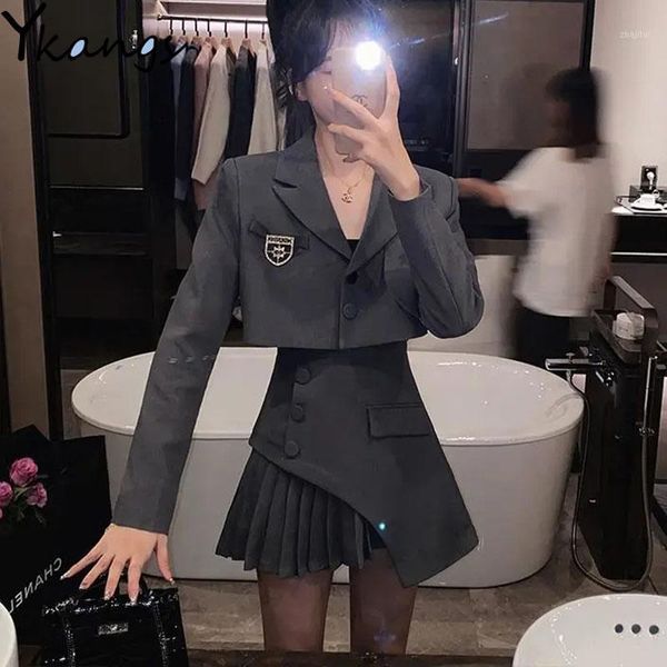 two piece dress suits with skirts irregular patchwork pleated gothic streetwear short blazer elegant sets harajuku y2k set woman 2 pieces, White
two piece dress suits with skirts irregular patchwork pleated gothic streetwear short blazer elegant sets harajuku y2k set woman 2 pieces, White