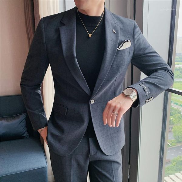 men's suits & blazers 2021 classic plaid men suit 2 pieces business casual slim formal office work party prom wedding stage clothing, White;black
men's suits & blazers 2021 classic plaid men suit 2 pieces business casual slim formal office work party prom wedding stage clothing, White;black