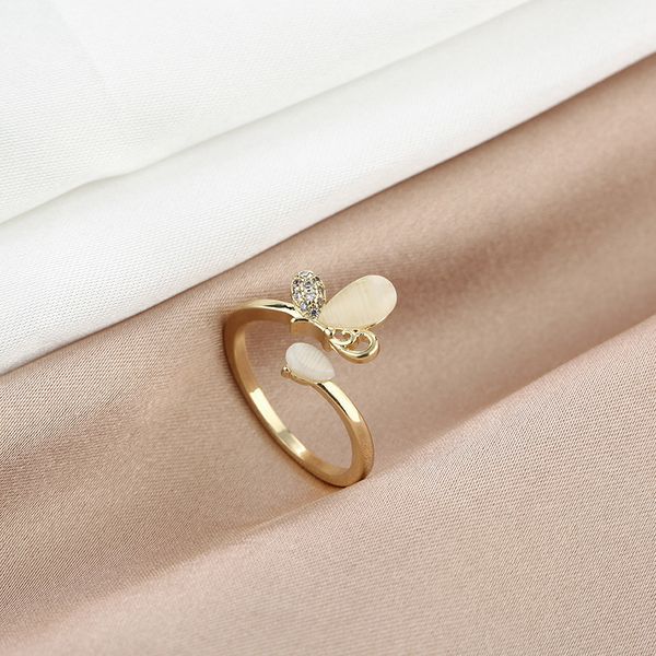 butterfly inlaid diamond cat's eye exquisite versatile opening korean fashion net red simple color index finger ring, Silver
butterfly inlaid diamond cat's eye exquisite versatile opening korean fashion net red simple color index finger ring, Silver