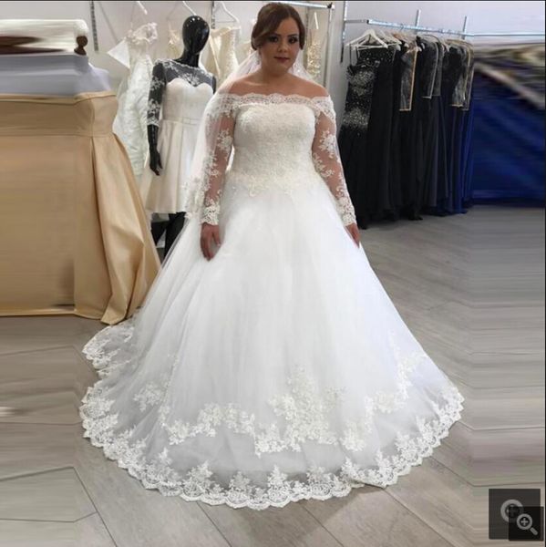robe mariage off the shoulder long sleeves wedding dress plus size ball gown lace applique elegant bridal gowns muslim women modest bride dr, White
robe mariage off the shoulder long sleeves wedding dress plus size ball gown lace applique elegant bridal gowns muslim women modest bride dr, White