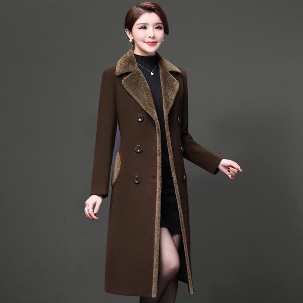 women's wool & blends middle age clothing coat winter coats double-breasted elegant womens autumn large size long woolen, Black
women's wool & blends middle age clothing coat winter coats double-breasted elegant womens autumn large size long woolen, Black