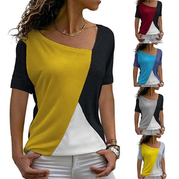 women's t-shirt summer casual t shirt splice short sleeve patchwork color daily tee plus size s-5xl 29p3, White
women's t-shirt summer casual t shirt splice short sleeve patchwork color daily tee plus size s-5xl 29p3, White