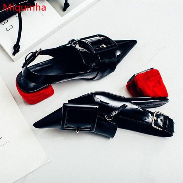 dress shoes miquinha pointed toe fur embellished square heel women pumps big buckle decor patent leather fashion runway, Black
dress shoes miquinha pointed toe fur embellished square heel women pumps big buckle decor patent leather fashion runway, Black
