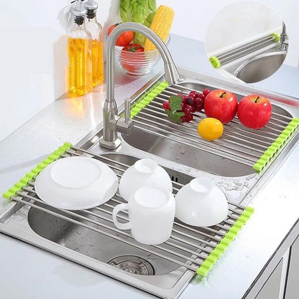 kitchen storage & organization fold dish drainer tray stainless sink drain basket washing vegetable fruit drying rack net steel accessories
kitchen storage & organization fold dish drainer tray stainless sink drain basket washing vegetable fruit drying rack net steel accessories
