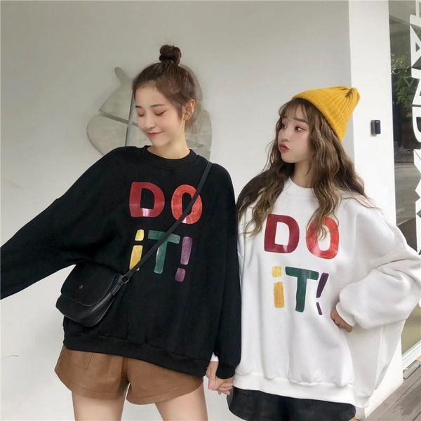 women's hoodies & sweatshirts autumn and winter large multi color letter print sweatshirt, Black
women's hoodies & sweatshirts autumn and winter large multi color letter print sweatshirt, Black