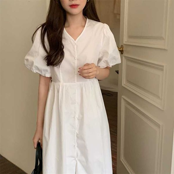 summer elegant v-neck loose gentle office lady solid streetwear puff sleeve retro long dresses vestidos 210525, White
summer elegant v-neck loose gentle office lady solid streetwear puff sleeve retro long dresses vestidos 210525, White