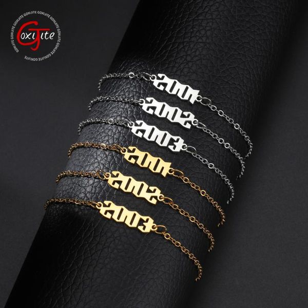 link, chain goxijite stainless steel 1990-2006 birth year bracelet for women men old english date number charm jewelry, Black
link, chain goxijite stainless steel 1990-2006 birth year bracelet for women men old english date number charm jewelry, Black