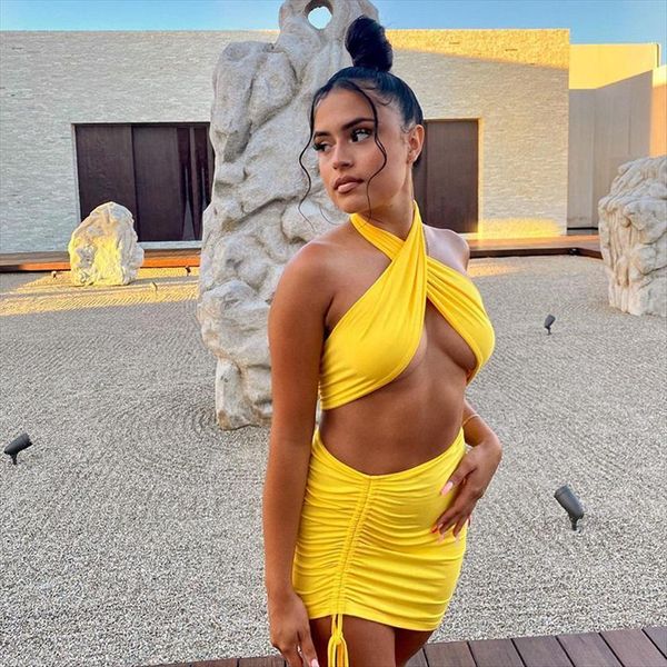 two piece skirt suits sets women tracksuits criss cross halter crop tank drawstring ruched mini ladies party club streetwear, Gray
two piece skirt suits sets women tracksuits criss cross halter crop tank drawstring ruched mini ladies party club streetwear, Gray