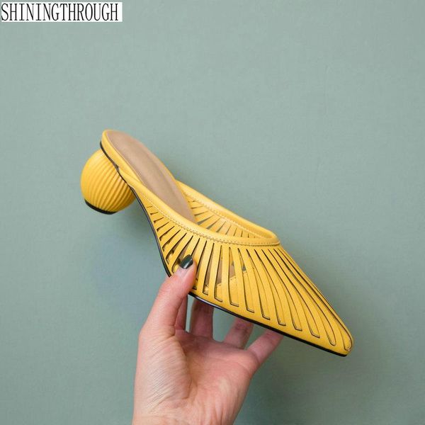 slippers hollow genuine leather outdoor high heels women mules yellow elegant party pointed toe summer shoes big size 42 43, Black
slippers hollow genuine leather outdoor high heels women mules yellow elegant party pointed toe summer shoes big size 42 43, Black