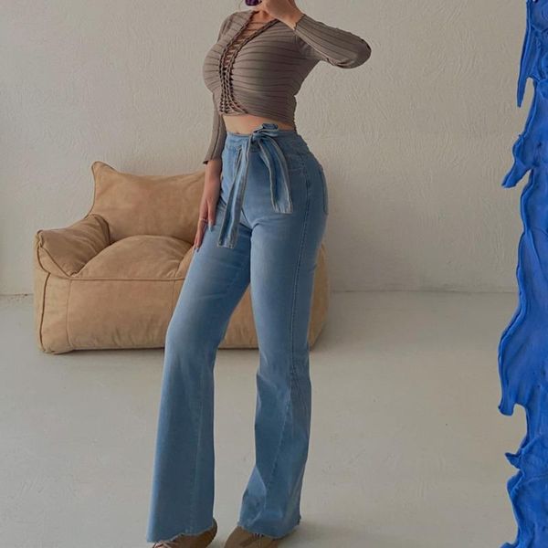 women's jeans womengaga 2021 high waist lace up bandage loose slightly show thin flared pants 8s, Blue
women's jeans womengaga 2021 high waist lace up bandage loose slightly show thin flared pants 8s, Blue