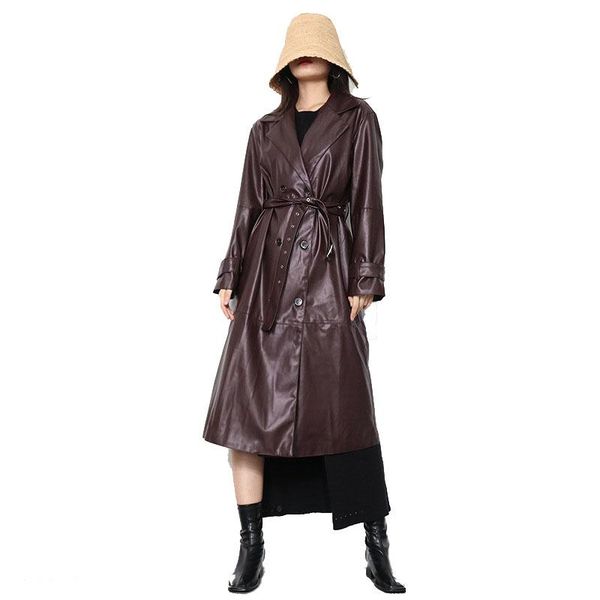 women's leather & faux women jackets trench 2021 autumn winter locomotive solid color splicing belt long pu windbreaker, Black
women's leather & faux women jackets trench 2021 autumn winter locomotive solid color splicing belt long pu windbreaker, Black