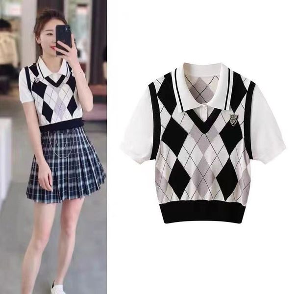 women's jackets false two diamond verification female t-shirt summer retro college style amendment short sleeves tr8x, Black;brown
women's jackets false two diamond verification female t-shirt summer retro college style amendment short sleeves tr8x, Black;brown