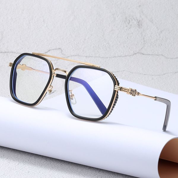 design 2021 new crosin blue light proof glasses men's big trend double beam spectacle weiting same myopia frame, White;black
design 2021 new crosin blue light proof glasses men's big trend double beam spectacle weiting same myopia frame, White;black
